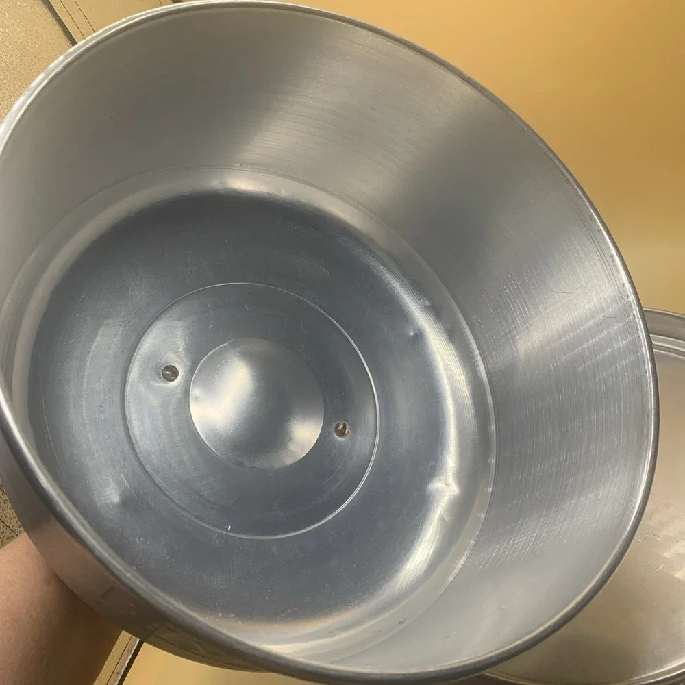 Vintage  Kromex Aluminum CAKE On The Front Base And Lid With Black Handle